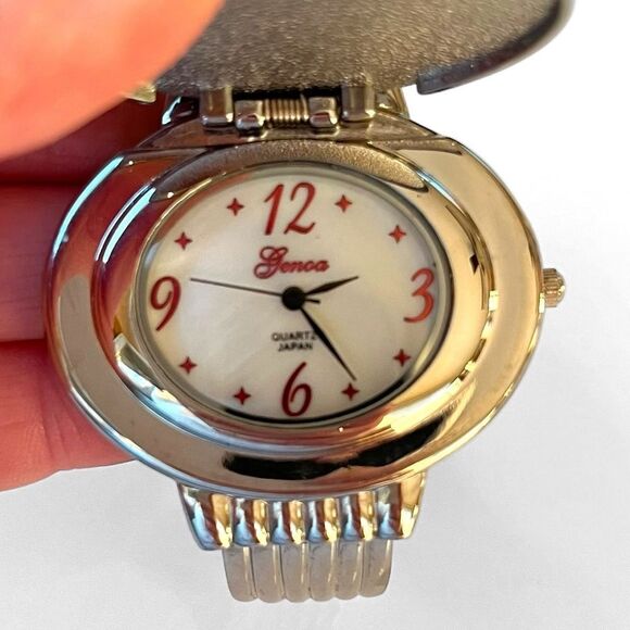 Vintage Genoa Turquoise Silver Cuff Watch Bracelet - Picture 2 of 6